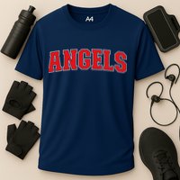 Angels California Souvenir Trip College Style Red Text Cooling Performance Crew T-Shirt