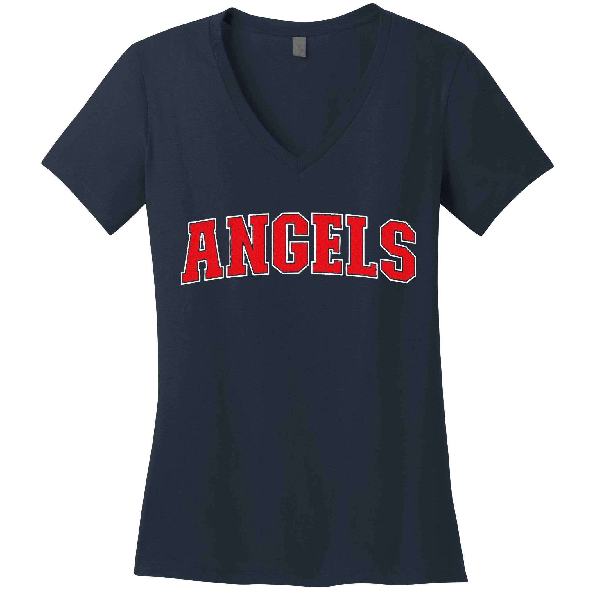 Angels California Souvenir Trip College Style Red Text Women's V-Neck T-Shirt