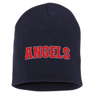Angels California Souvenir Trip College Style Red Text Short Acrylic Beanie