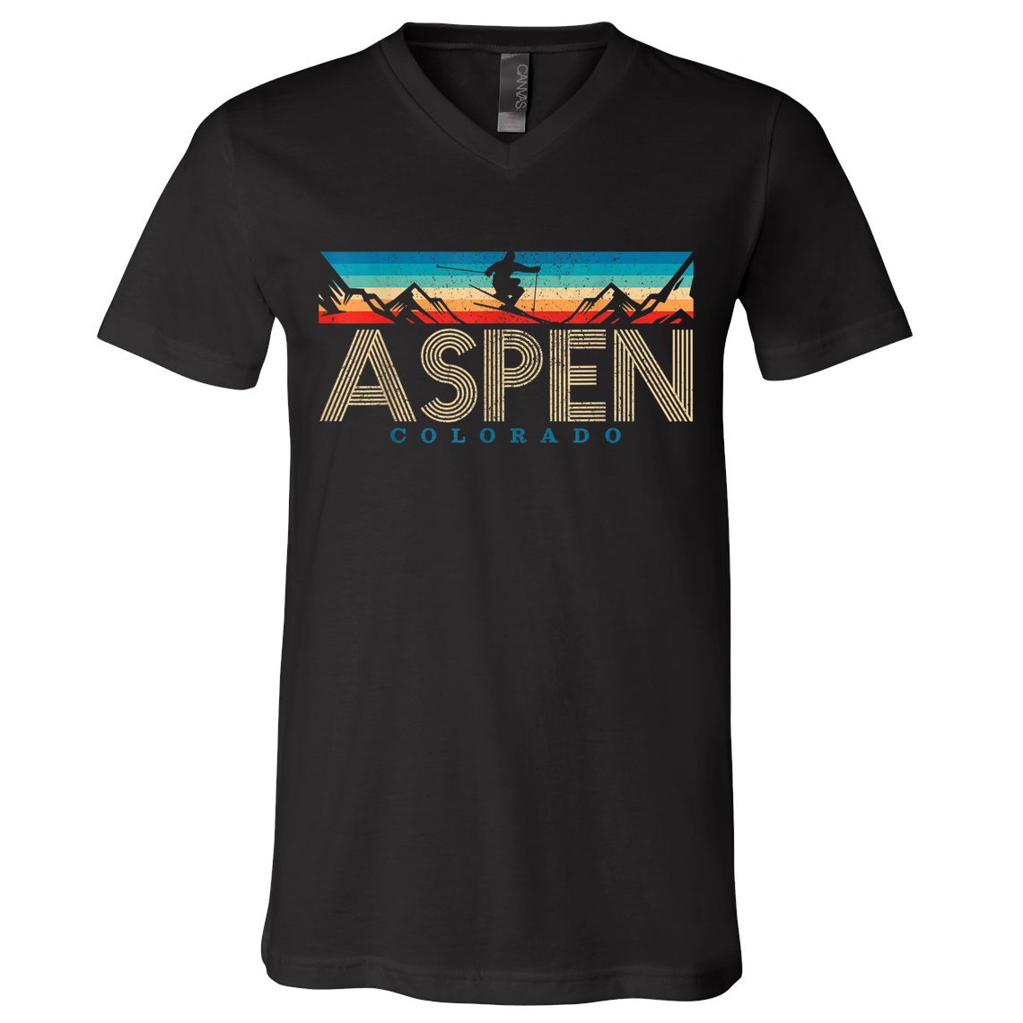 Aspen Colorado Ski Funny Gift Vintage Souvenir Mountain Skiing Gift V-Neck T-Shirt