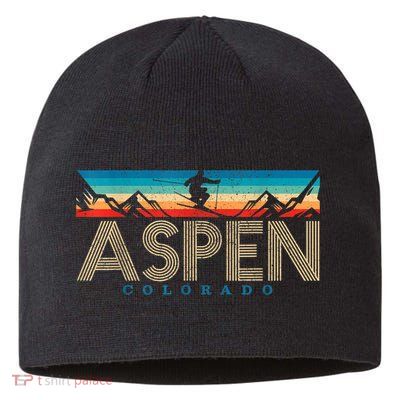 Aspen Colorado Ski Funny Gift Vintage Souvenir Mountain Skiing Gift Sustainable Beanie