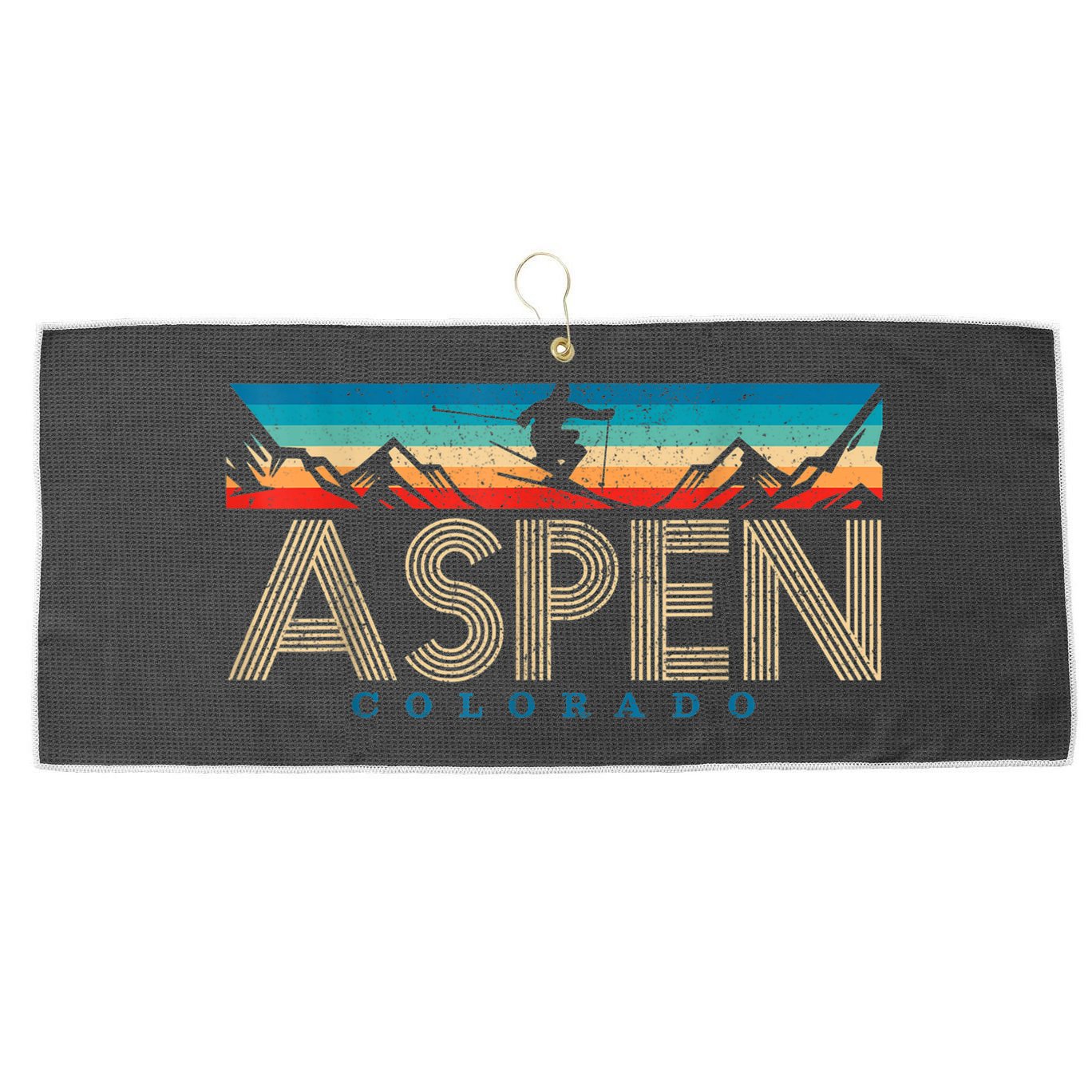 Aspen Colorado Ski Funny Gift Vintage Souvenir Mountain Skiing Gift Large Microfiber Waffle Golf Towel