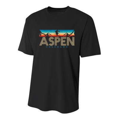 Aspen Colorado Ski Funny Gift Vintage Souvenir Mountain Skiing Gift Youth Performance Sprint T-Shirt