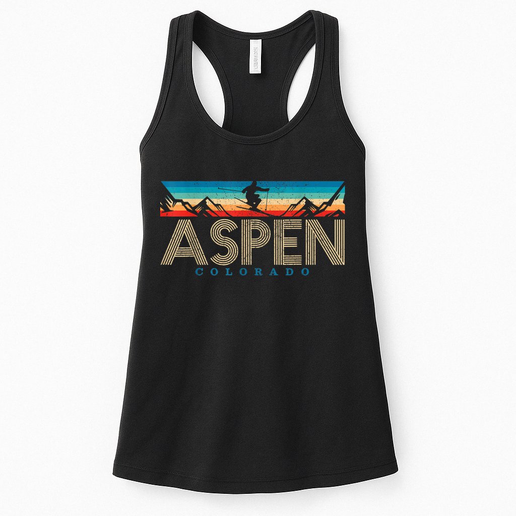 Aspen Colorado Ski Funny Gift Vintage Souvenir Mountain Skiing Gift Womens Tank Top