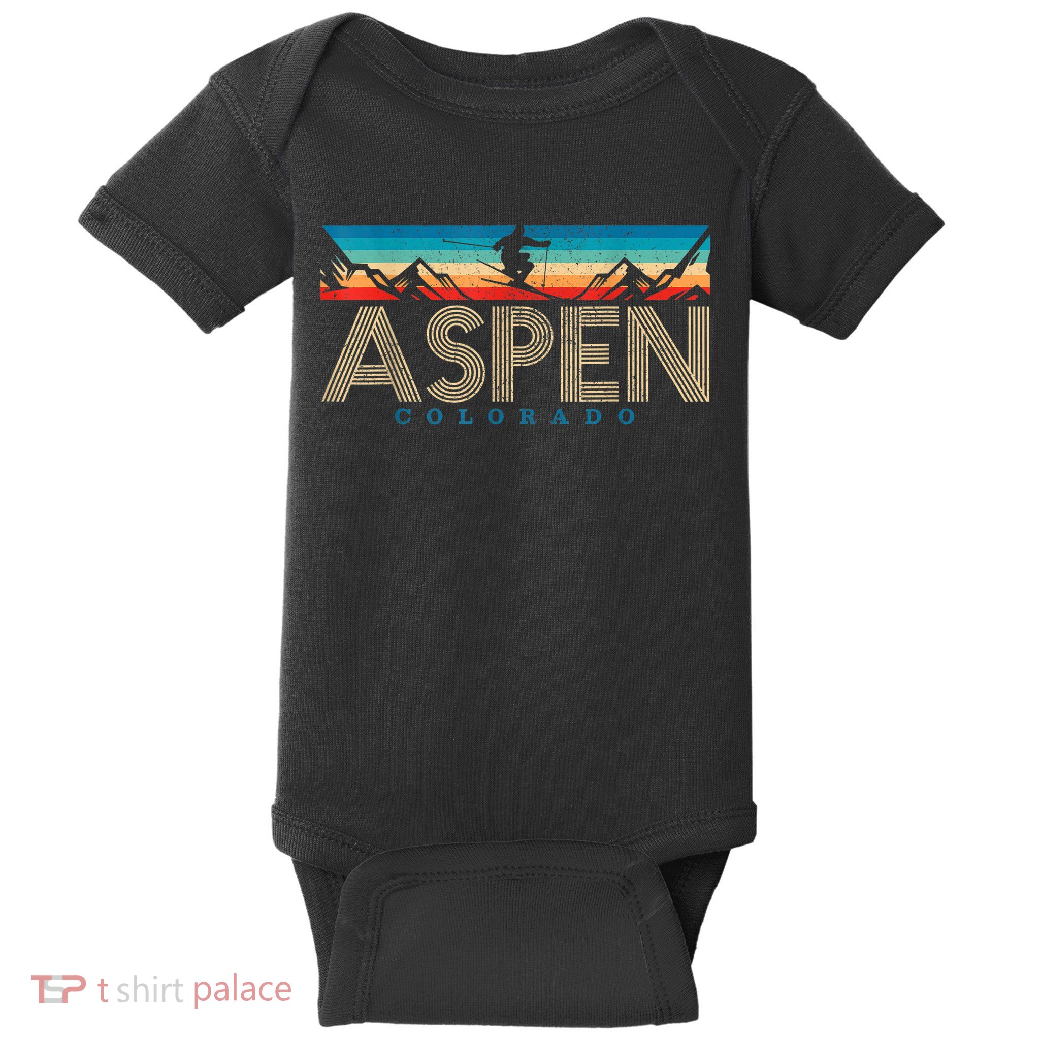 Aspen Colorado Ski Funny Gift Vintage Souvenir Mountain Skiing Gift Baby Bodysuit