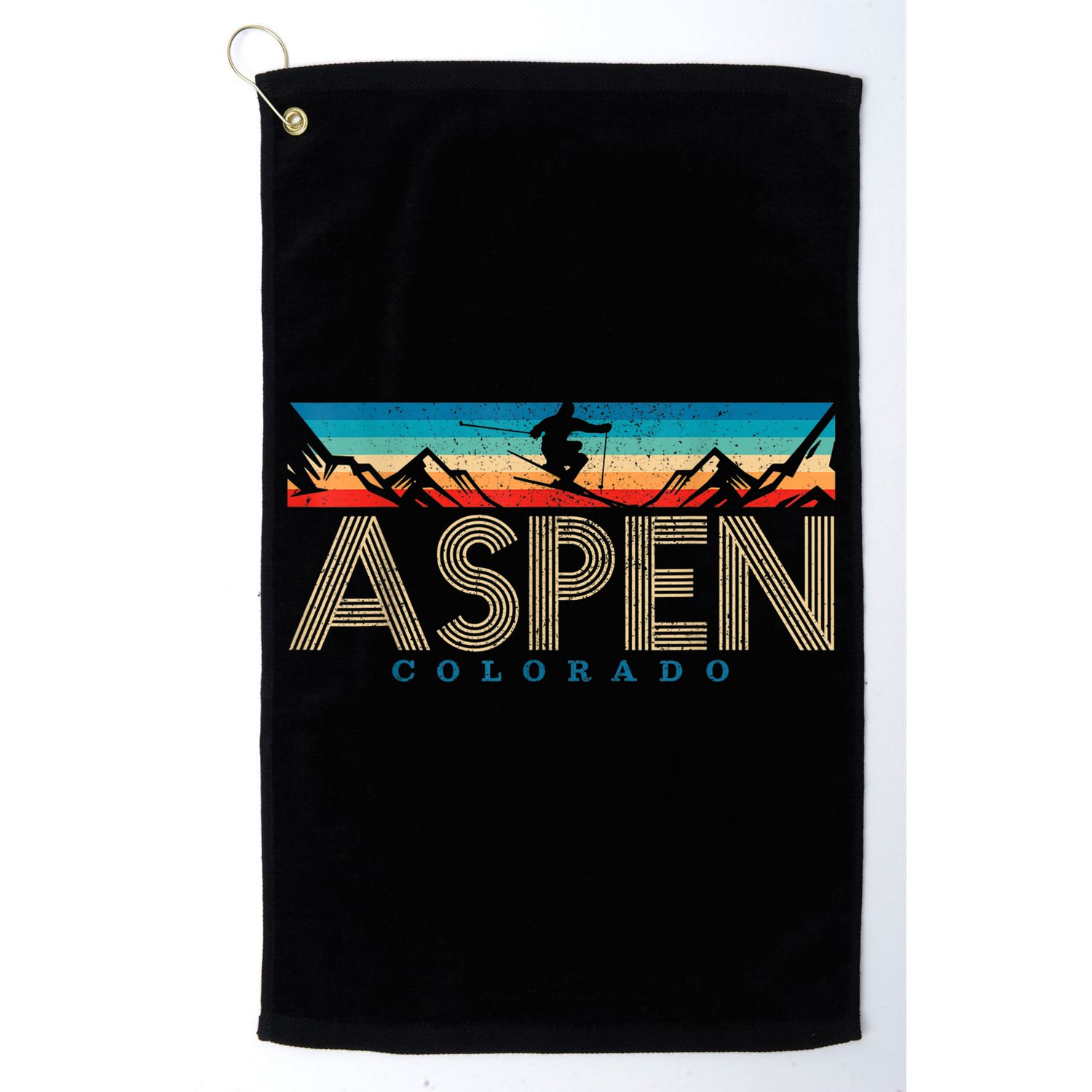 Aspen Colorado Ski Funny Gift Vintage Souvenir Mountain Skiing Gift Golf Towel
