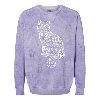 Abstract Cat Silhouette Colorblast Crewneck Sweatshirt