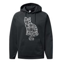 Abstract Cat Silhouette Performance Fleece Hoodie