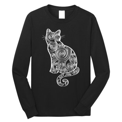 Abstract Cat Silhouette Long Sleeve Shirt