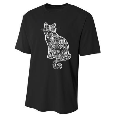 Abstract Cat Silhouette Performance Sprint T-Shirt