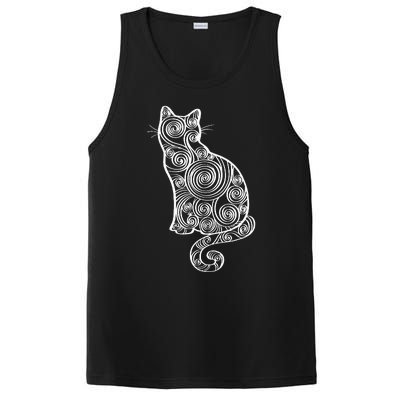 Abstract Cat Silhouette PosiCharge Competitor Tank