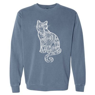 Abstract Cat Silhouette Garment-Dyed Sweatshirt