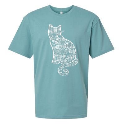 Abstract Cat Silhouette Sueded Cloud Jersey T-Shirt