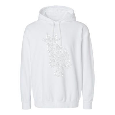 Abstract Cat Silhouette Garment-Dyed Fleece Hoodie