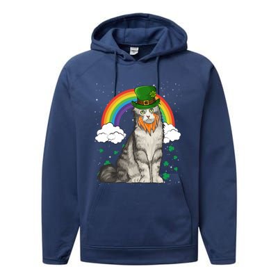 American Curl St Patricks Day Leprechaun Gift Performance Fleece Hoodie