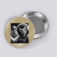 Astronaut Cat Selfie With Alien Funny Space Cat Ufo Scifi .Png Button