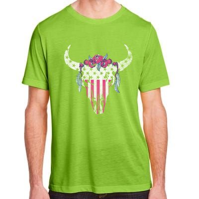 American Cow Skull Roses And Stars Gift Adult ChromaSoft Performance T-Shirt