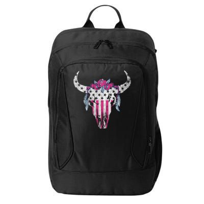 American Cow Skull Roses And Stars Gift City Backpack