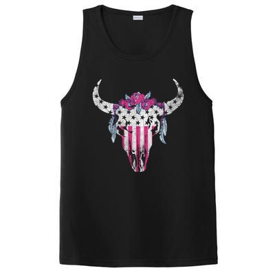 American Cow Skull Roses And Stars Gift PosiCharge Competitor Tank