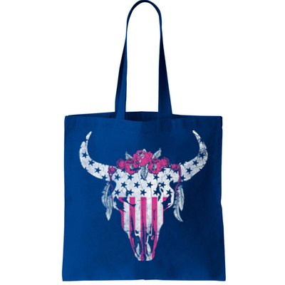 American Cow Skull Roses And Stars Gift Tote Bag