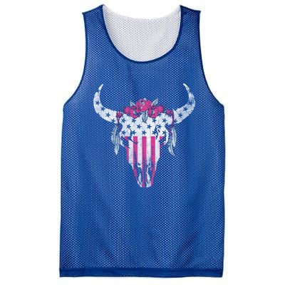 American Cow Skull Roses And Stars Gift Mesh Reversible Basketball Jersey Tank