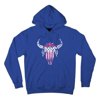 American Cow Skull Roses And Stars Gift Tall Hoodie