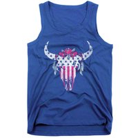 American Cow Skull Roses And Stars Gift Tank Top