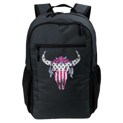 American Cow Skull Roses And Stars Gift Daily Commute Backpack