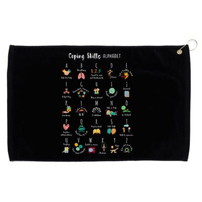 ABC Coping Skills Alphabet Self Care Mental Health Awareness Grommeted Golf Towel