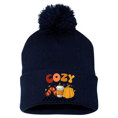 Autumn Cozy Season Theme Pom Pom 12in Knit Beanie