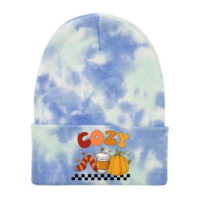 Autumn Cozy Season Theme Tie Dye 12in Knit Beanie