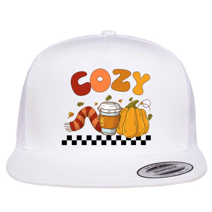 Autumn Cozy Season Theme Flat Bill Trucker Hat