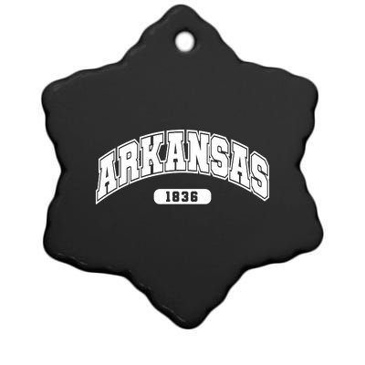 Arkansas Collegiate Style 1836 Ceramic Star Ornament