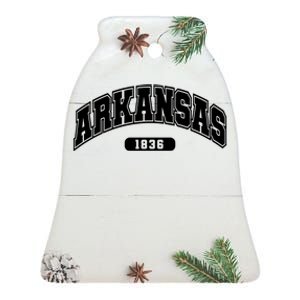 Arkansas Collegiate Style 1836 Ceramic Bell Ornament