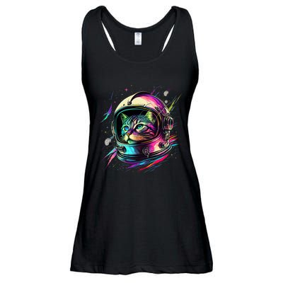 Astronaut Cat Space Cat Galaxy Kitten Ladies Essential Flowy Tank