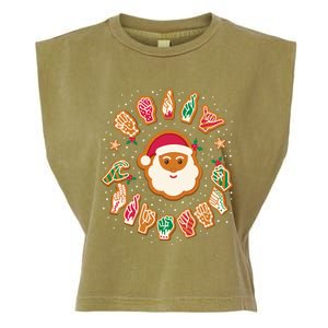 Asl Christmas Santa American Sign Language Gingerbread Hands Long Sleeve Garment-Dyed Women's Muscle Tee