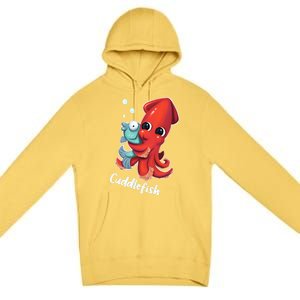 Adorable Cuddlefish Sea Life Illustration Cuttlefish Squid Premium Pullover Hoodie