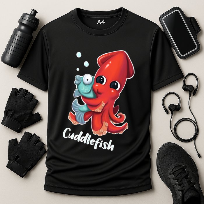 Adorable Cuddlefish Sea Life Illustration Cuttlefish Squid Cooling Performance Crew T-Shirt