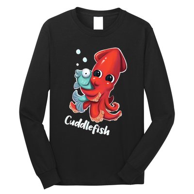 Adorable Cuddlefish Sea Life Illustration Cuttlefish Squid Long Sleeve Shirt