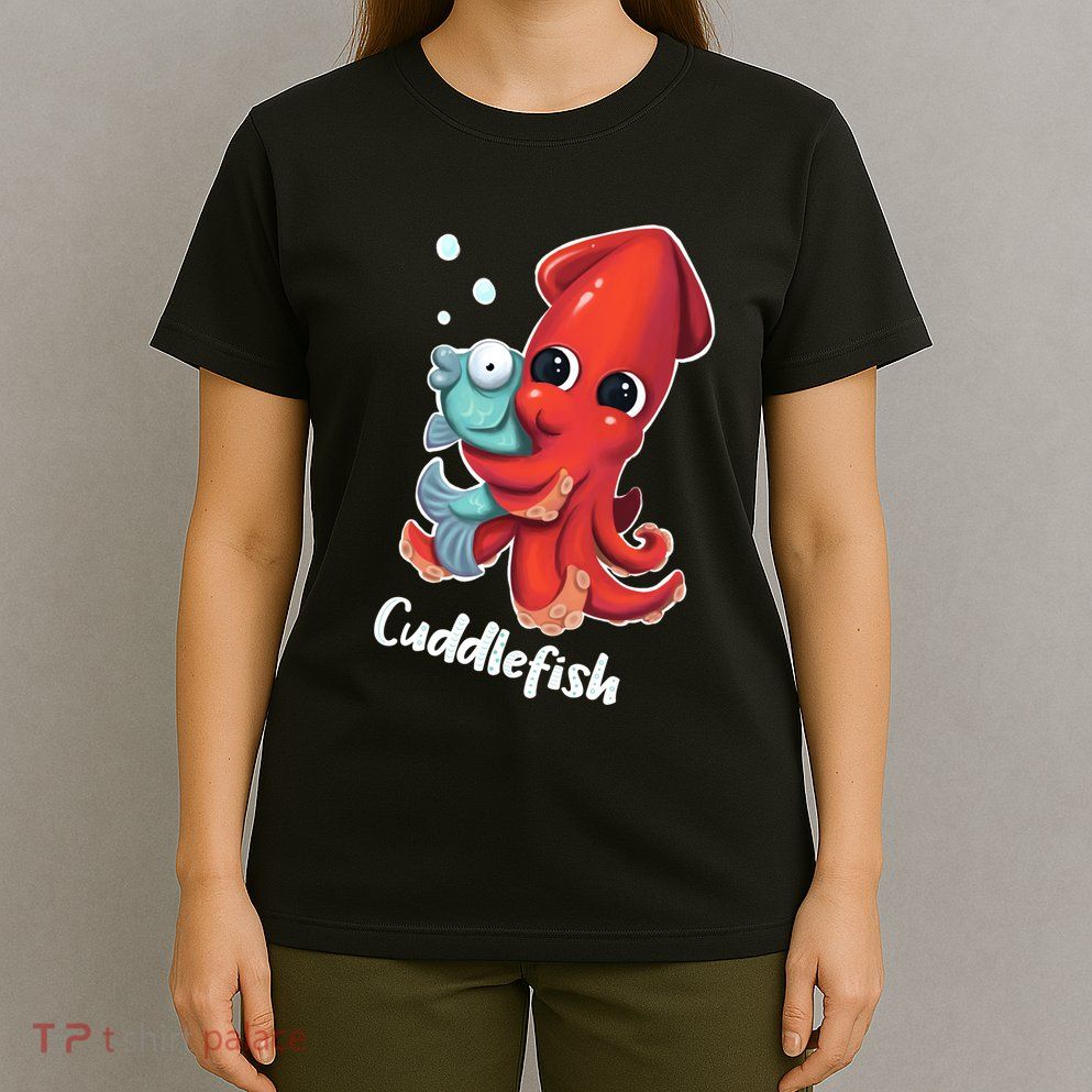 Adorable Cuddlefish Sea Life Illustration Cuttlefish Squid T-Shirt