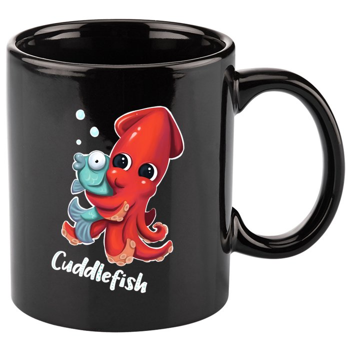 Adorable Cuddlefish Sea Life Illustration Cuttlefish Squid 11oz C Handle Ceramic Mug