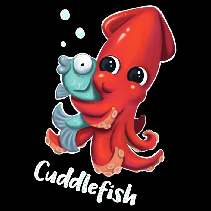 Adorable Cuddlefish Sea Life Illustration Cuttlefish Squid 16 in Basic Backpack