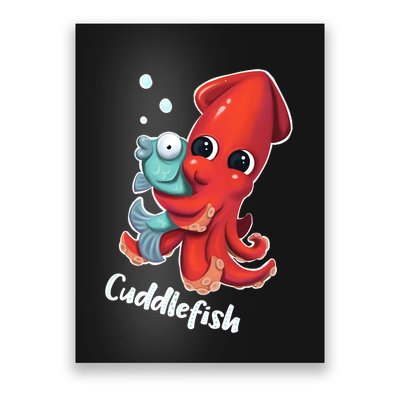Adorable Cuddlefish Sea Life Illustration Cuttlefish Squid Poster