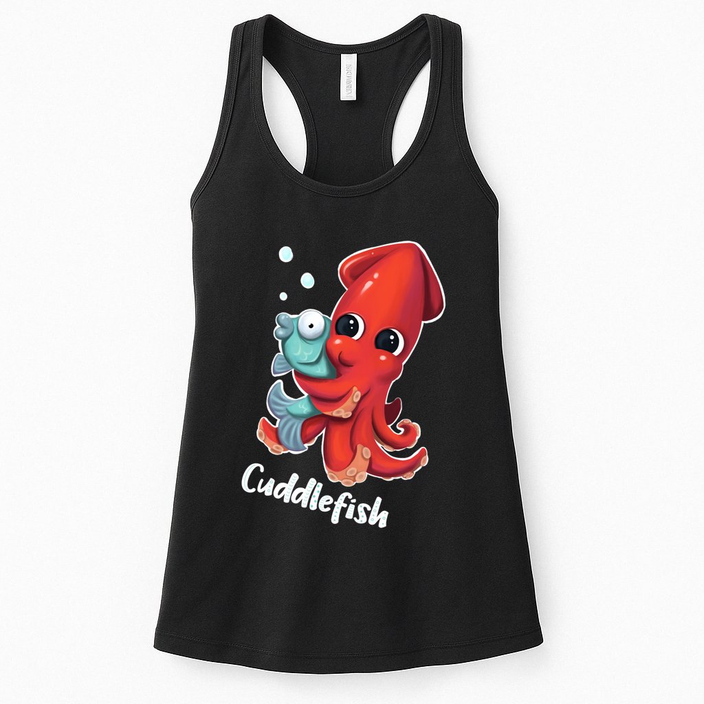 Adorable Cuddlefish Sea Life Illustration Cuttlefish Squid Womens Tank Top