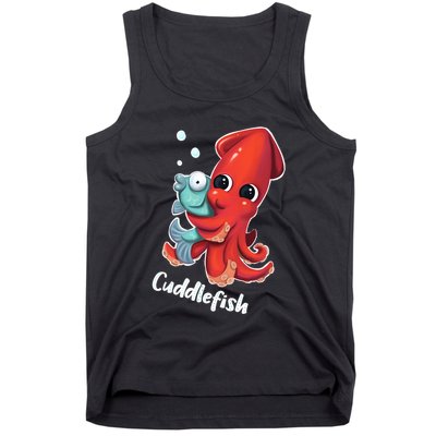 Adorable Cuddlefish Sea Life Illustration Cuttlefish Squid Tank Top
