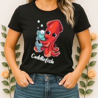 Adorable Cuddlefish Sea Life Illustration Cuttlefish Squid Womens T-Shirt