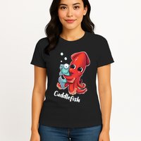 Adorable Cuddlefish Sea Life Illustration Cuttlefish Squid Womens T-Shirt