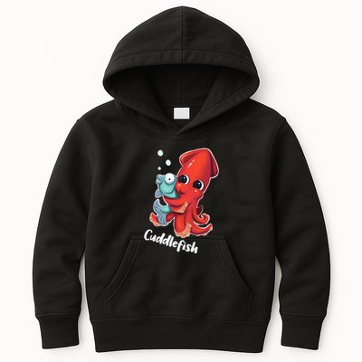 Adorable Cuddlefish Sea Life Illustration Cuttlefish Squid Kids Hoodie