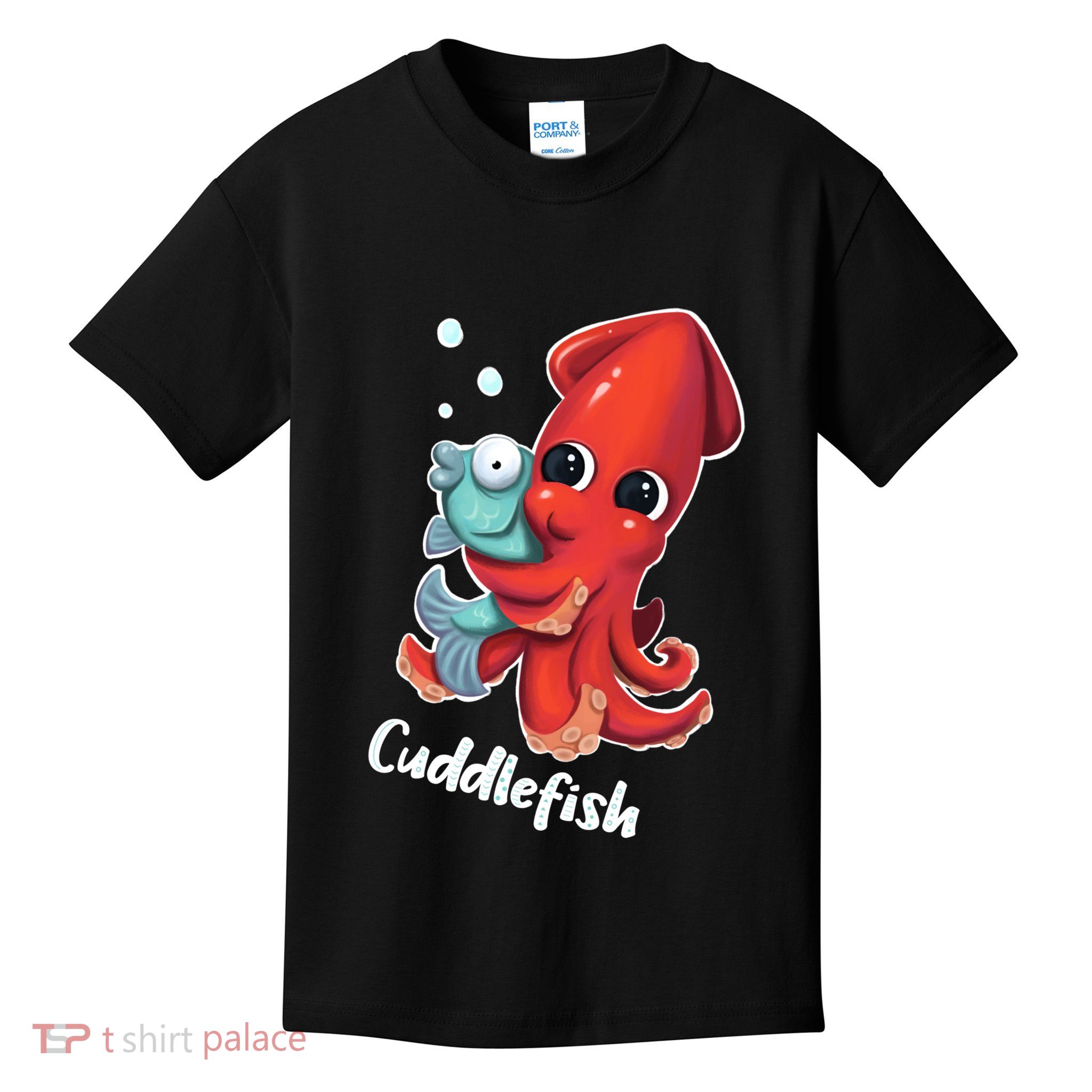Adorable Cuddlefish Sea Life Illustration Cuttlefish Squid Kids T-Shirt