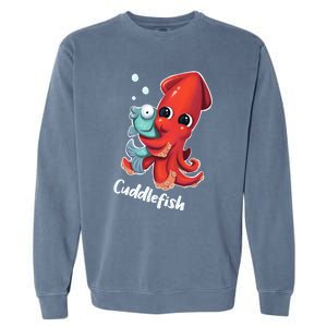 Adorable Cuddlefish Sea Life Illustration Cuttlefish Squid Garment-Dyed Sweatshirt